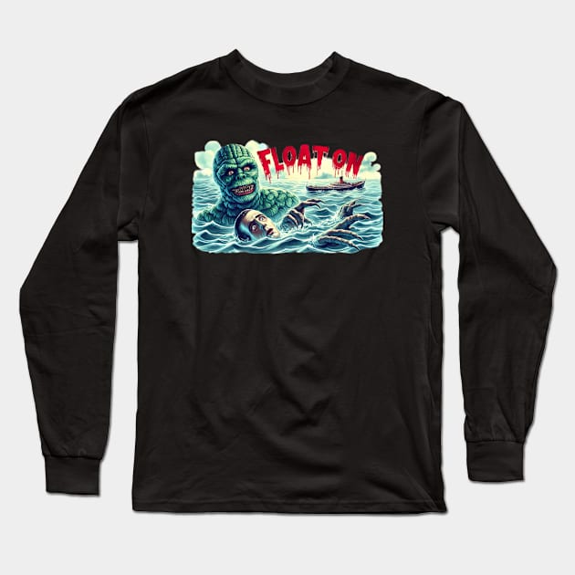 Float on to the black lagoon Long Sleeve T-Shirt by Dead Galaxy